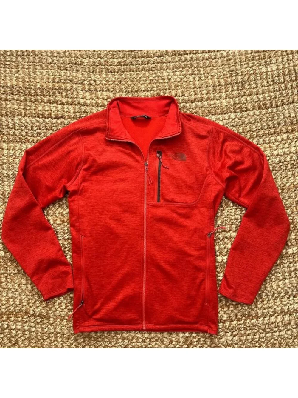 North Face Full Zip Red Mens Sweatshirt Medium